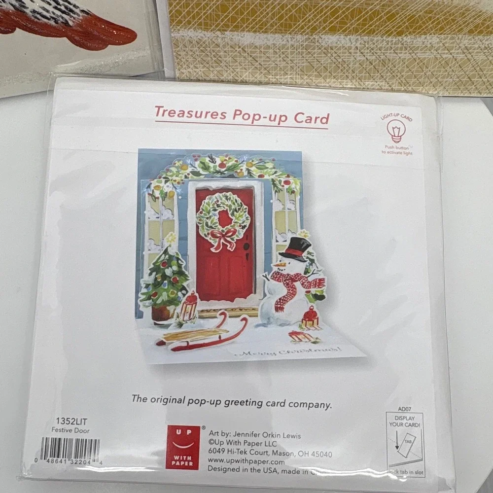 3 Up With Paper Treasures Pop‎ Up Greeting Card Set Christmas Nativity Door Bird